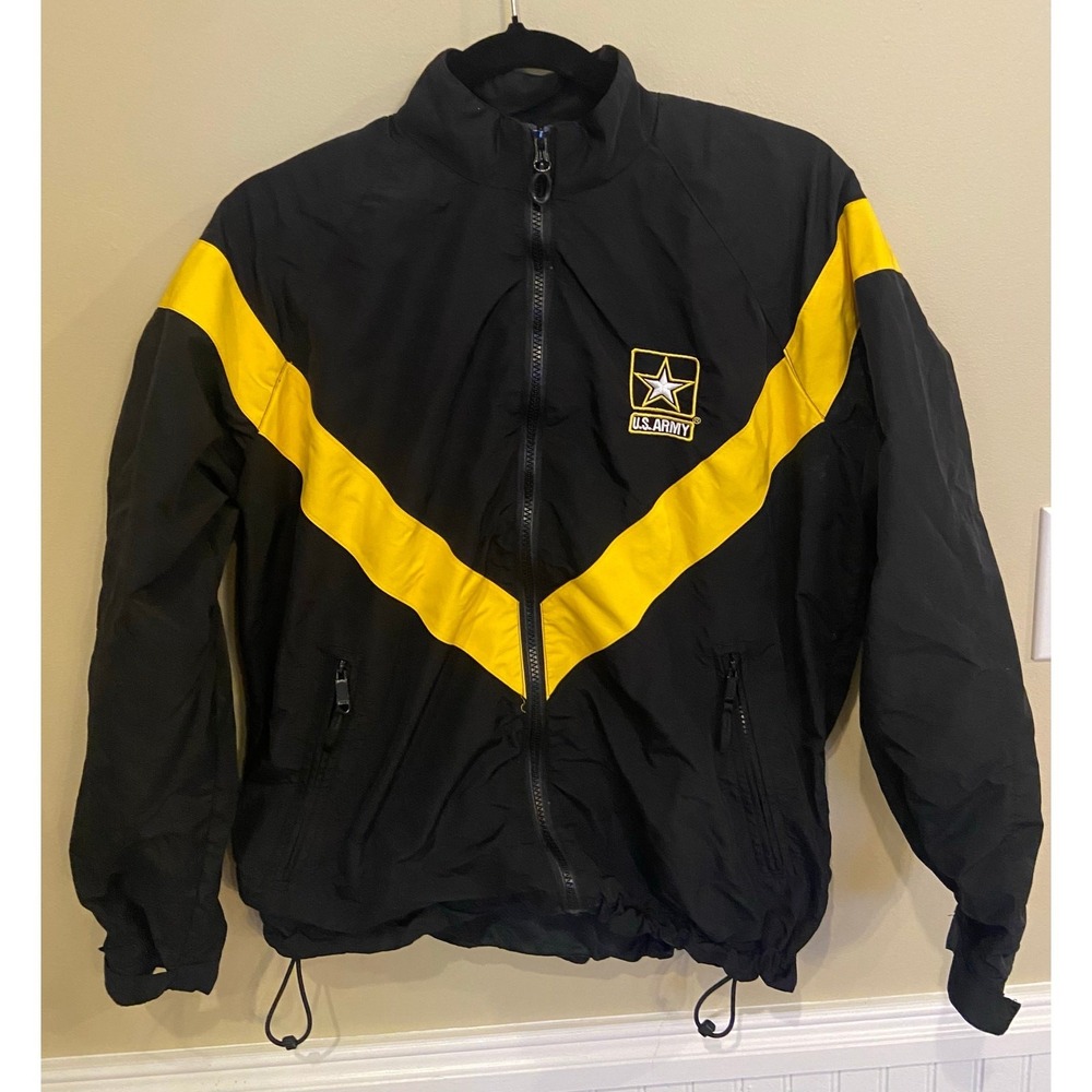 US‎ Army Uniform APFU Track Jacket Black Military Windbreaker,  Small Regular